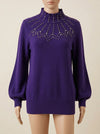 Alfani Women's Cotton Pointelle-detail Mock Neck Sweater,Size Large