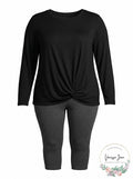 Ideology WomenS Plus Life on the Go Knotted Fitness Pullover Top,  Black, 3X NEW