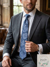 Michael Kors Mens Fine Line Paisley Tie, OS/Slate