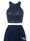 B. Darlin Juniors Sequined Crop Top, Navy, 9/10