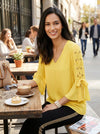 Thalia Sodi Grommet-Sleeve Blouse Yellow, Size Small