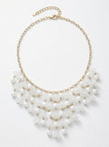Inc Gold-Tone Bead and Imitation Pearl Shaky Flower  Necklace
