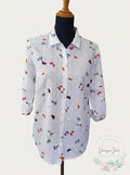 Charter Club Linen Nautical-Print Blouse, Size XS