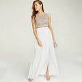City Studios Juniors Lace Top & Long Wrap Skirt, Beige, Size 11