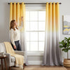 Lush Decor Window Curtains 52x84 - Yellow & Gray Ombre Fiesta Room Darkening