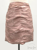 Lulus Live the Night Dusty Rose Satin Ruched Mini Skirt, Size Medium
