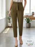 Calvin Klein Womens Green Solid Boyfriend Pants, Size 2P