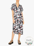 B New York Henley MIDI Abstract Print Dress, Size Large