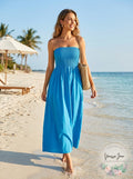 Womens Solid Smocked Tube Top Dress, Choose Sz/Color