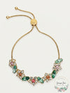 Charter Club Gold-Tone Crystal and Stone Flower Slider Bracelet
