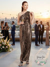 Calvin Klein Womens Metallic One Shoulder Evening Dress, Size 4