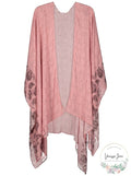 Rebecca Minkoff Womens Sweater One Shibori Paisley Ruana Wrap Pink One Size