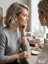 Anne Klein Silver-Tone Basket Weave Textured Doorknocker Clip-on Drop Earrings