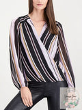 I.n.c. Petite Striped Surplice-Neck Top, Size PP