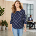 Charter Club Printed 3/4-Sleeve Blouse ,Size Large