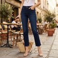 Inc Straight-Leg Frayed-Hem Ankle Jeans, Dark Indigo, Size 2