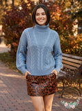 Crave Fame Juniors Turtleneck Cable Knit Sweater, Size XL