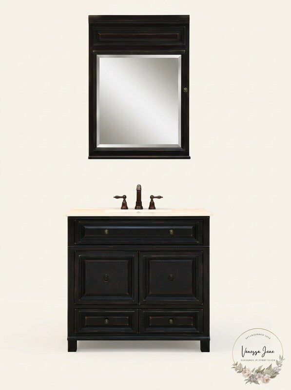 Sunny Wood BH2635m Barton Hill 26in Single Door Medicine Cabinet – Black