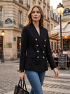 Aqua Women's Double Breasted Blazer, Black, Size Small