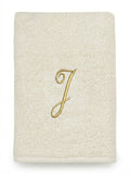 Avanti Towels, Monogram Initial Script Ivory and Gold 16″ x 30″ Hand Towel