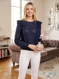 INC Ruffled Eyelet Top, Size XL