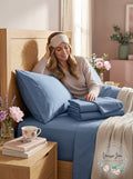 Aq Textiles Ultra Cool 700 Thread Count 4 PC. Sheet Set, King – Blue