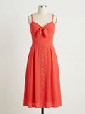 Teeze Me Juniors Bow-Tie Button MIDI Dress - Tangerine, Size 1