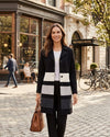 Karl Lagerfeld Paris Long Colorblock Jacket, Size Medium