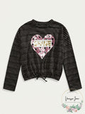 Belle Du Jour Big Girls Sequined Heart Drawstring Shirt, Size XL