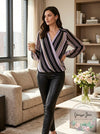 I.n.c. Petite Striped Surplice-Neck Top, Size PP