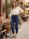 Thalia Sodi Women's Double-Button Skinny Ankle Jeans, Indigo, Size 4