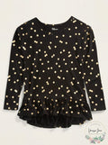 Epic Threads Big Girls Dot-Print Peplum Top, Black, Size Medium