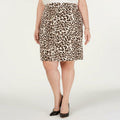 Bar III Skirt Black Zippered Animal Above the Knee Pencil, Size 2X