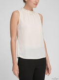 Dkny Women's Ruffle-Collar Sleeveless Blouse, Size Large