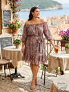 City Chic Trendy Plus Size Printed Off-The-Shoulder Peasant Dress, Size 20W