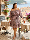 City Chic Trendy Plus Size Printed Off-The-Shoulder Peasant Dress, Size 20W