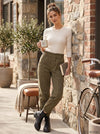 Frayed Denim Paper Bag-Gy Jogger Pants – Olive Night, Size 32