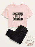 Juicy Couture Cropped Cotton Graphic T-Shirt, Size Large