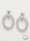 Anne Klein Silver-Tone Basket Weave Textured Doorknocker Clip-on Drop Earrings