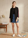 Almost Famous Juniors Stripe-Sleeved Jacket, Size Medium