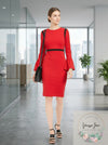 Calvin Klein Womens Striped Bell Sleeve Jewel Neck  Sheath, Size 6