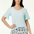 Hue Women's Solid Flounce-Sleeve Pajama Top, Size Small