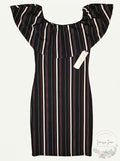 Juniors Almost Famous Striped Off The Shoulder Sheath Dress, Size Large
