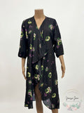 LuLaRoe Kimono Sheer Black/Floral Coverup Cardigan, Size  Medium