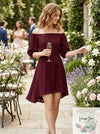 Bar III Burgundy Kimono Sleeve Off Shoulder Fit & Flare Formal Dress, Size 10