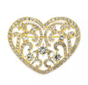 Holiday Lane Gold-Tone Crystal Filigree Heart Pin