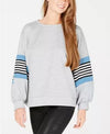 Say What? Juniors Striped Balloon-Sleeve Sweatshirt, Size XL