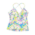 Jessica Simpson Womens Stretch Cross-Back Deep V-Neck Tie Tankini Top