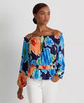 Ralph Lauren Floral Womens Multicolor Ruffle Peplum Off the Shoulder top, size M