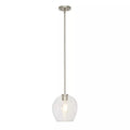 Cresswell Lighting 9in Modern Brushed Nickel Clear Glass Round Mini Pendant Ceili